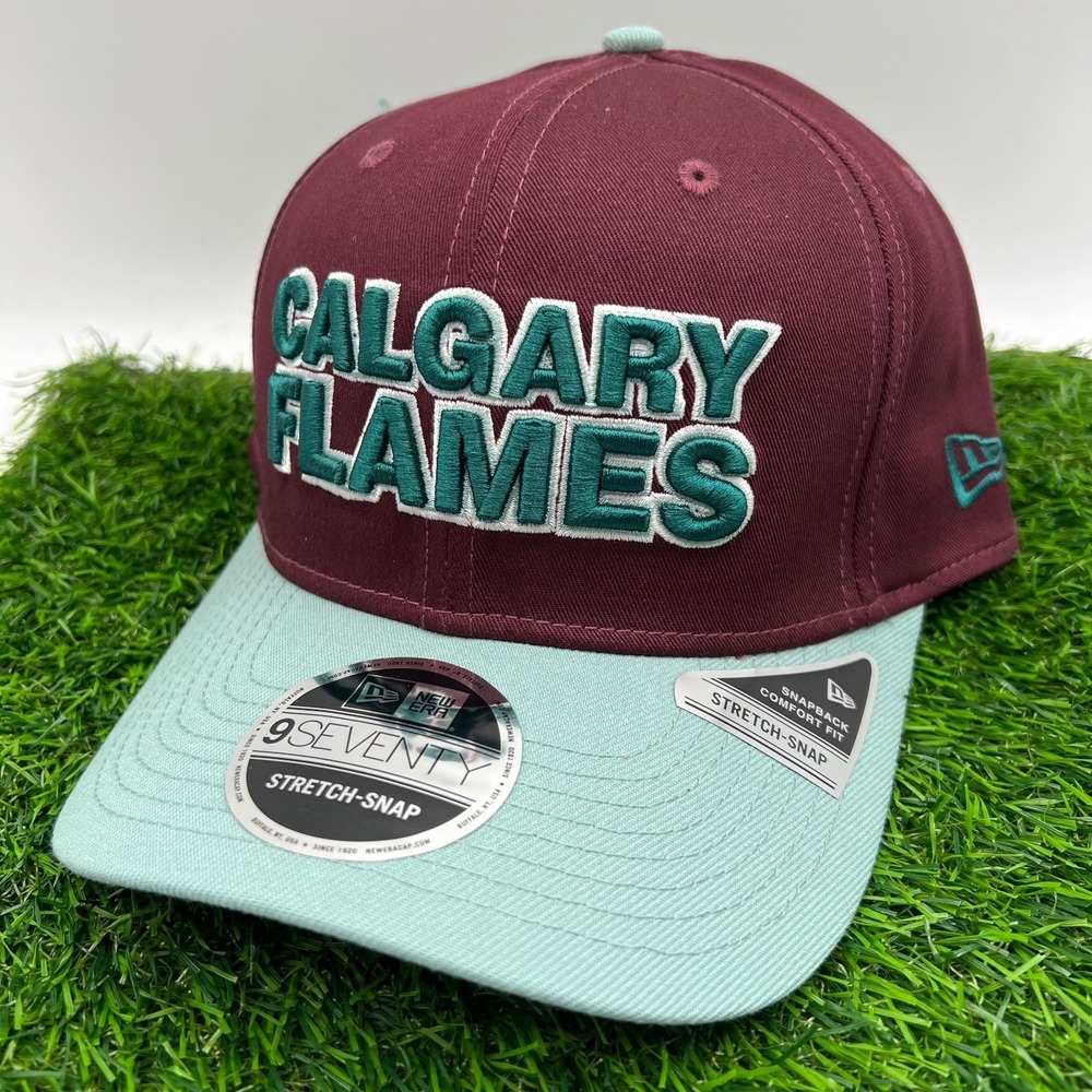 New Era Calgary Flames Maroon Blue Two Tone 9Seventy Stretch Snap Adjustable Hat